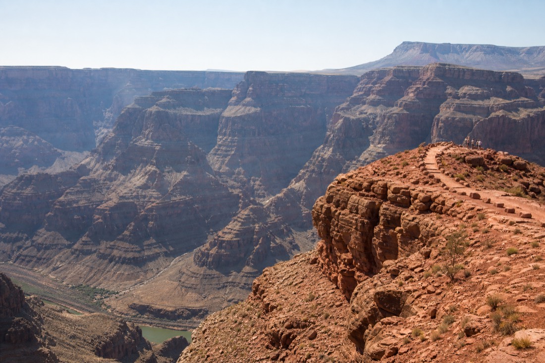 Eagle Point at Grand Canyon West seen from the visitor area, with the canyon dropping away behind